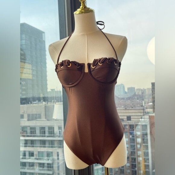 🆕 ZIMMERMANN 🧿 NWOT Devi Balconette Eyelet 1PC Bathing Suit, Sz 1 US 4 - 6 - Picture 12 of 16